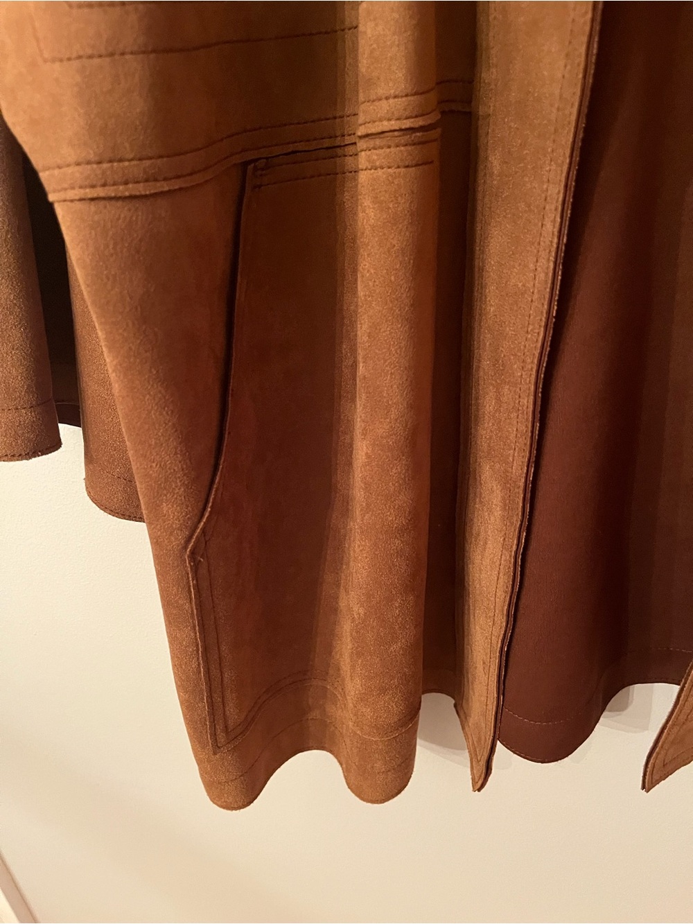 By Anthropologie Cognac Faux Suede Kimono Jacket - Size L - Picture 5 of 13